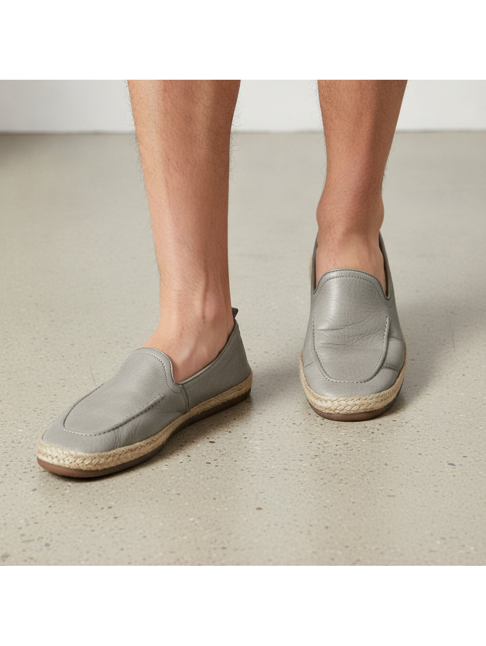 Aquatalia Men's John Jute Wrapped Calfskin Loafers Grey 9.5